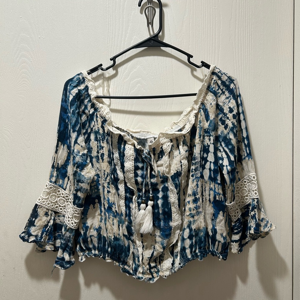 American Rag Tie-Dye Blue and Cream Blouse